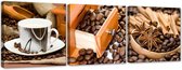 Trend24 - Canvas Schilderij - Koffie En Kaneel - Schilderijen - Voedsel - 150x50x2 cm - Bruin