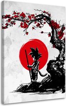 Trend24 - Canvas Schilderij - Goku - Dragon ball Z - Schilderijen - Voor Jongeren - 60x90x2 cm - Rood