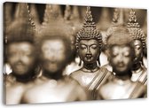 Trend24 - Canvas Schilderij - Boeddha In De Menigte - Schilderijen - Oosters - 100x70x2 cm - Beige