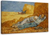 Trend24 - Canvas Schilderij - Siesta - V. Van Gogh Print - Schilderijen - Reproducties - 60x40x2 cm - Bruin