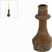 Oneiro’s Luxe kandelaar CHESS BRUIN – 10x10x21cm- kaarsenhouder - waxinelichthouder - decoratie – woonaccessoires – wonen -decoratie – kaarsen – metaal - hout