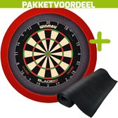 Winmau Blade 6 Triple Core + Rubberen Dartmat 60*300 + Dartbordverlichting Basic (Rood)