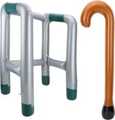 Opblaasbare looprek en wandelstok , Over de Heuvel knevel cadeau (2 stuks)