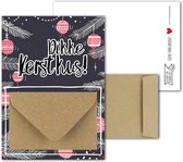 Geldkaart met mini Envelopje -> Kerst - No: 08-2 (Warme KerstKus - Kus - Kersttakken, zwart, rode Kerstballen) - LeuksteKaartjes.nl by xMar