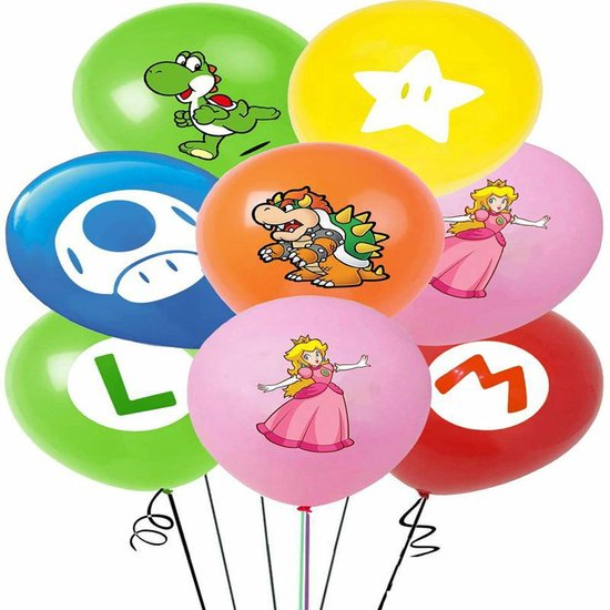 Super Mario ballonnen - Set van 6 [Yoshi / Bowser / Peach]