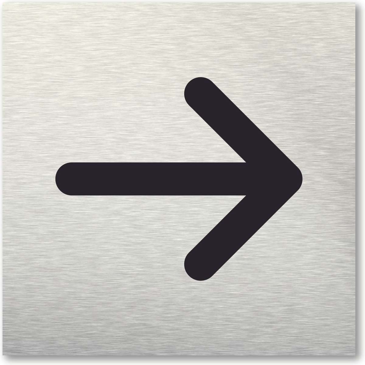 Pictogram Pijl - aluminum rvs look - deurbordje - 10 x 10 cm - zelfklevend - vierkant