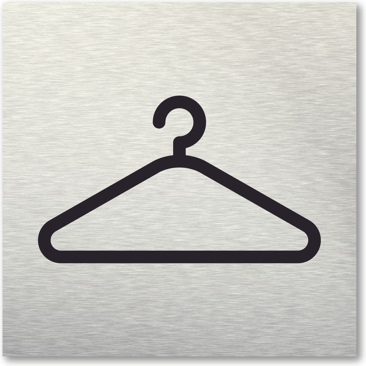 Pictogram Garderobe - aluminum rvs look - deurbordje - 10 x 10 cm - zelfklevend - vierkant