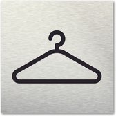 Pictogram Garderobe - aluminum rvs look - deurbordje - 10 x 10 cm - zelfklevend - vierkant