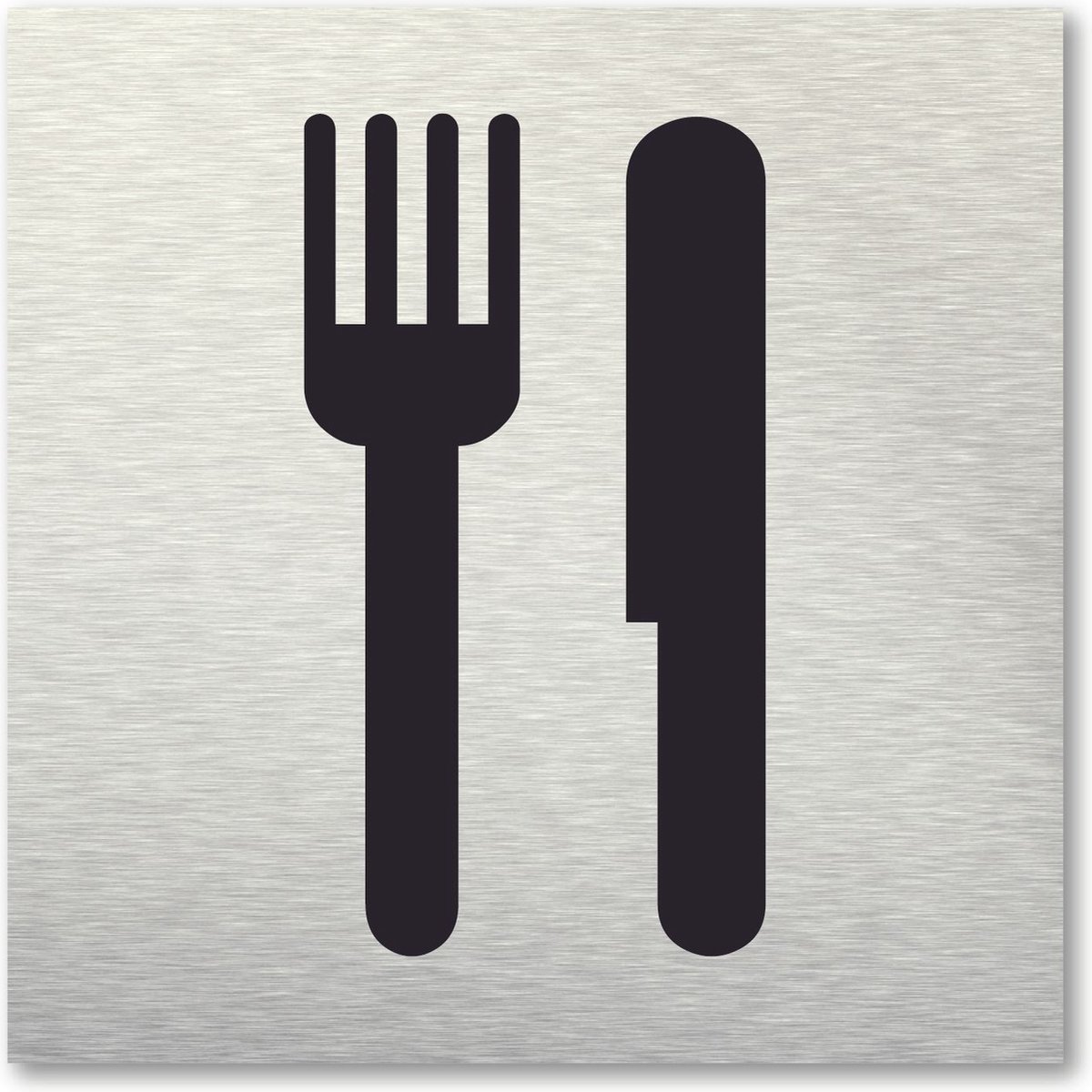 Pictogram Restaurant - aluminum rvs look - deurbordje - 10 x 10 cm - zelfklevend - vierkant