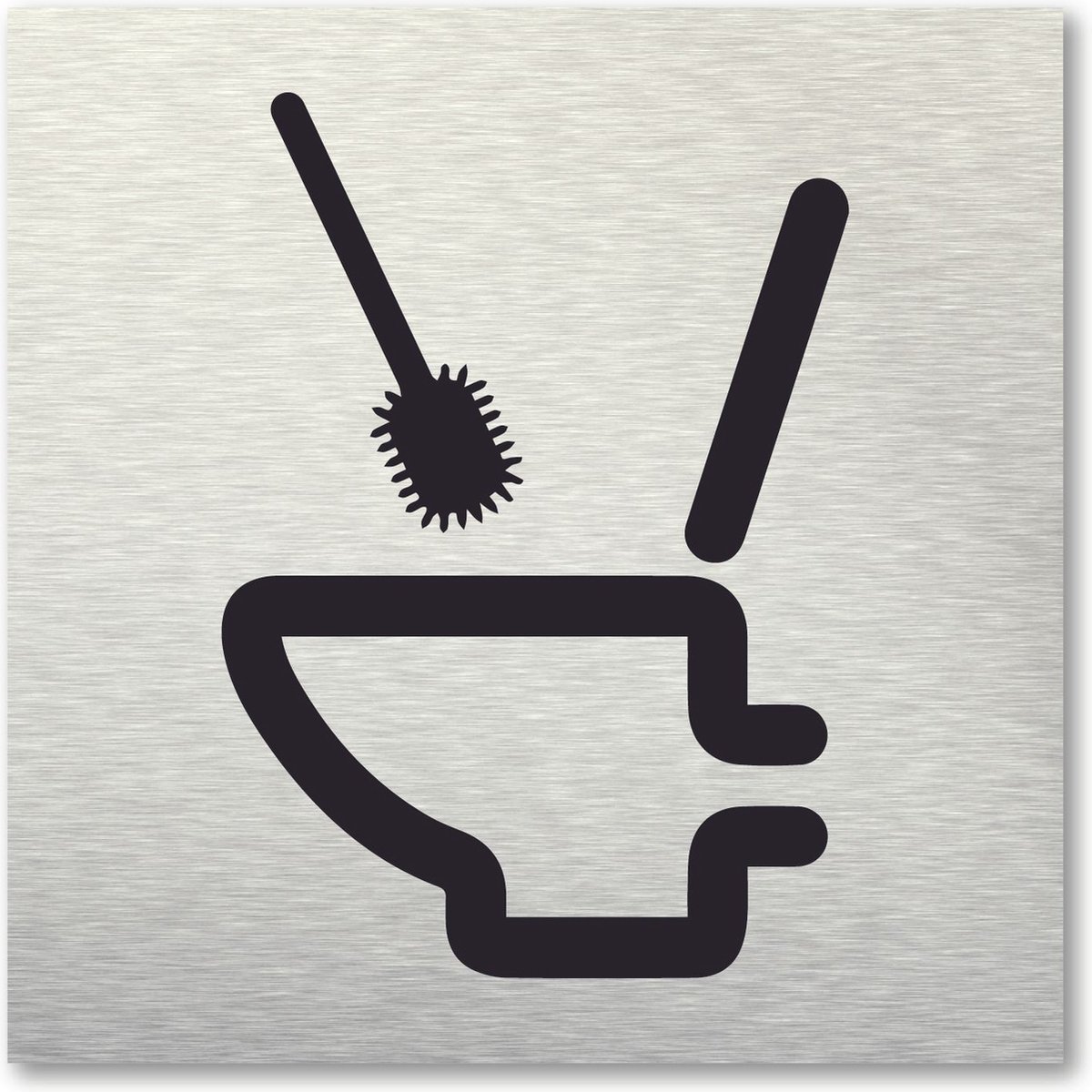 Pictogram WC schoonmaken - aluminum rvs look - deurbordje - 10 x 10 cm - zelfklevend - vierkant