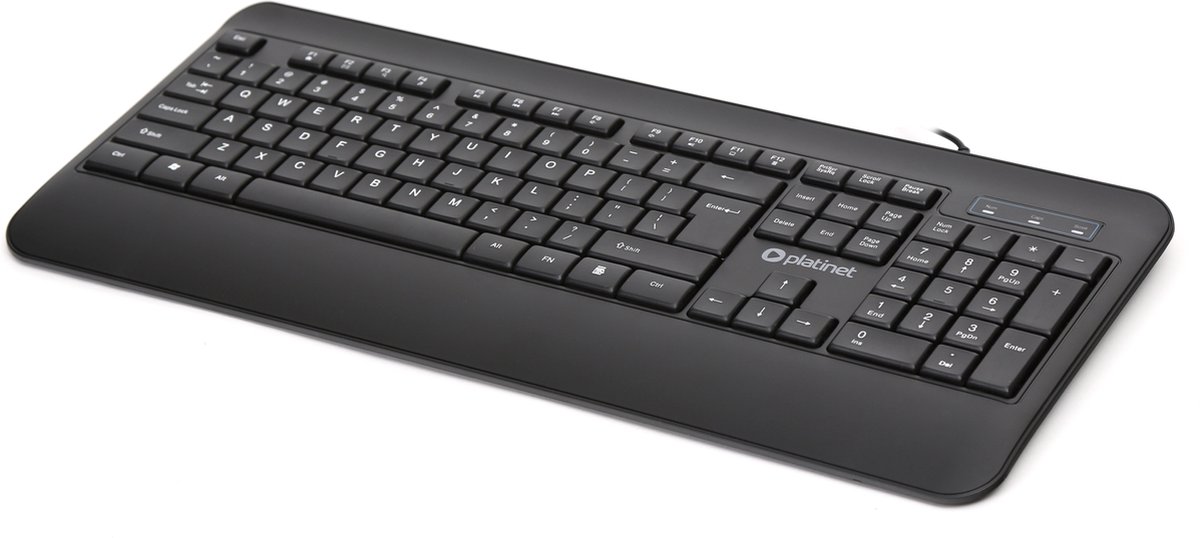 Platinet PMK110B QWERTY USB Toetsenbord - US versie design USB keyboard met numpad - polssteun- zwart