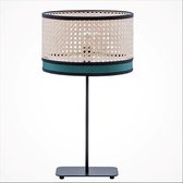 Landelijk design tafellamp /geweven kap met groen /zwarte band / Flam & Luce