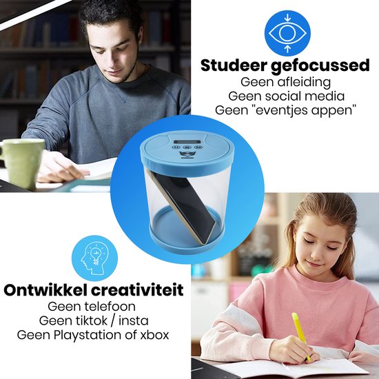 Good2know Telefoon Kluis met Tijdslot - Stoppen met Roken - Timer – Kluis - Opbergdoos - Kitchen Safe - Blauw – meer Focus & Zelfdiscipline