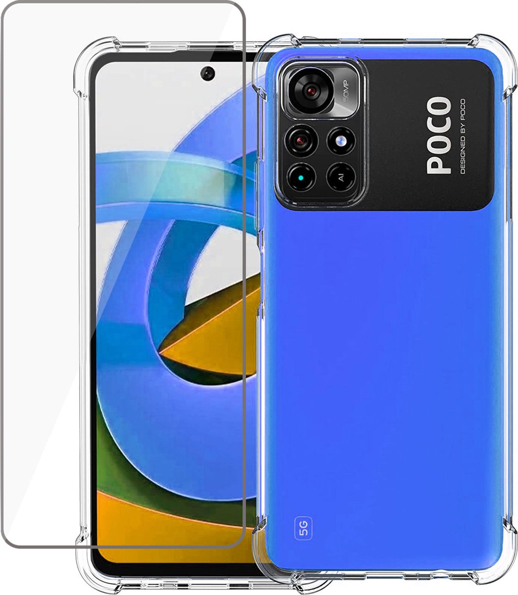 Hoesje geschikt voor Xiaomi Poco M4 Pro Transparant Case + Screenprotector