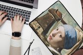 Laptophoes 15.6 inch - Meisje met de parel - Molen - Vermeer - Laptop sleeve - Binnenmaat 39,5x29,5 cm - Zwarte achterkant
