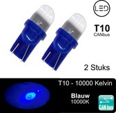 (Set 2 stuks) T10 Led Lampen Blauw 10000K CANbus 5W5 | 290 Lumen | Type T10290-B | W5W | Led Signal Light | 12V | 168 | 194 | 2x | Stadslicht | Kentekenplaat Verlichting | 1SMD | 10000 | Kelvin | Autolampen | Car licht | Lamp |