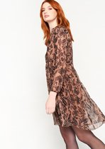 Lola Liza Babydoll jurk met bloemenprint - Camel - Maat 36