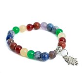 Edelsteen Armband 7 Chakra met Hamsa Hand – 8 mm