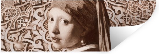 Muurstickers - Sticker Folie - Meisje met de parel - Bruin - Vermeer - 60x20 cm - Plakfolie - Muurstickers Kinderkamer - Zelfklevend Behang - Zelfklevend behangpapier - Stickerfolie