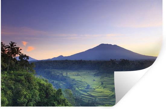 Sticker Muursticker Indonésie - Rizières en Indonésie - 60x40 cm - film adhésif autocollant - sticker mural repositionnable