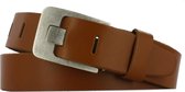 Casual Leren Riem | Dames & Heren | 4cm breed | Riemmaat: 105cm (totale lengte: 120cm) | 100% echt leer | Kleur: cognac | Nikkelvrije gesp