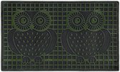 Relaxdays deurmat uilen - rubber - 45 x 75 cm - voetmat - binnen & buiten - inloopmat - groen