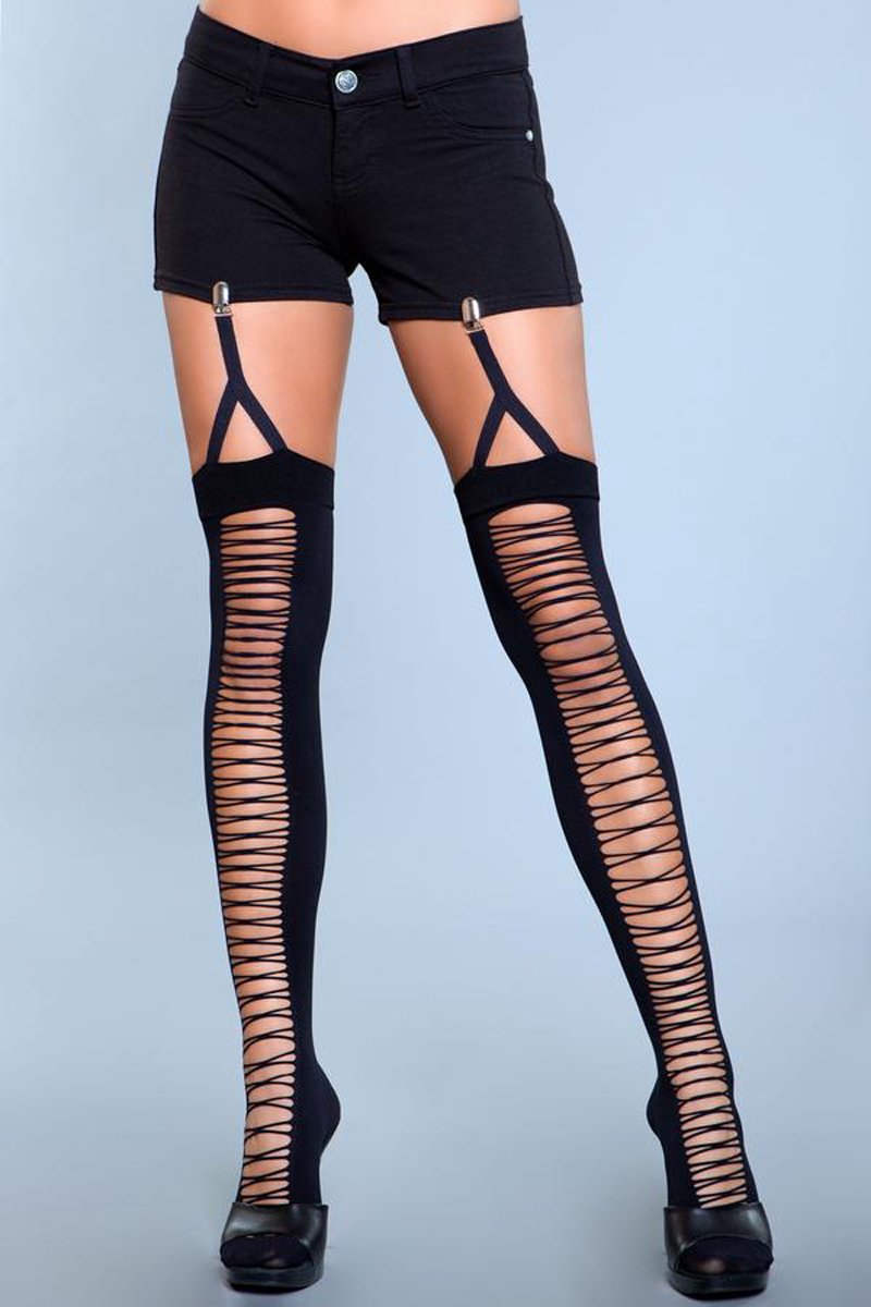 Goedkoopste Be Wicked - Illusion Clip - Jarretelkousen met Klipsluiting - Zwart - One Size