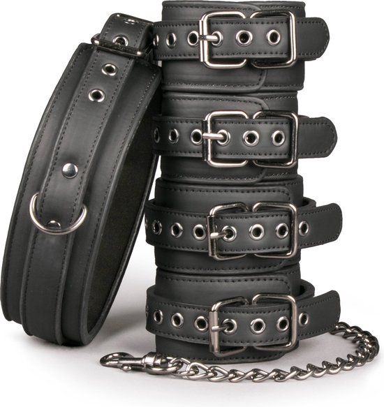 Foto: Easytoys fetish set met halsband enkelboeien en handboeien bdsm bondage