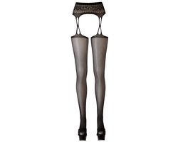 Cottelli Collection – Naadloze Jarretel Gordel met Net Kousen voor Gewillige Look – Maat S/M - Zwart