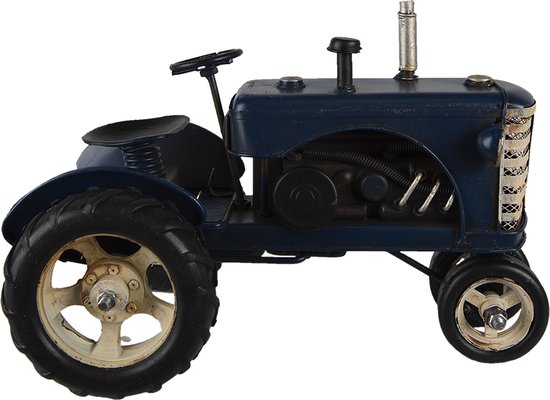 Clayre & Eef Miniature décorative Tracteur 25x15x18 cm Bleu Fer Tracteur miniature