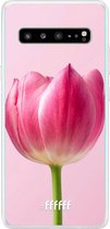 6F hoesje - geschikt voor Samsung Galaxy S10 5G -  Transparant TPU Case - Pink Tulip #ffffff