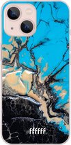 6F hoesje - geschikt voor iPhone 13 Mini -  Transparant TPU Case - Blue meets Dark Marble #ffffff