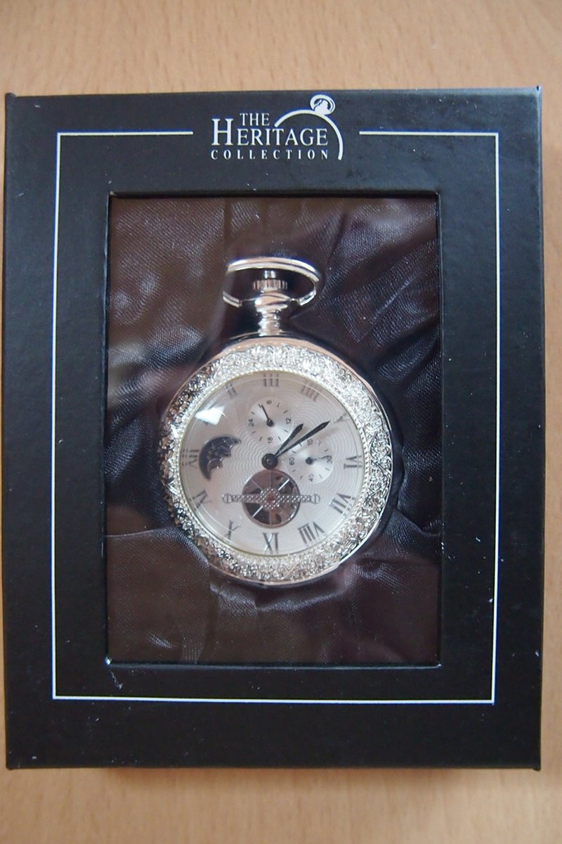 Hermann Jäckle Ettlingen Stijlvol en elegant zakhorloge met skeletuurwerk en handopwinding I mineraalglas | kwaliteitshandwerk met ketting en reisetui, Klassiek
