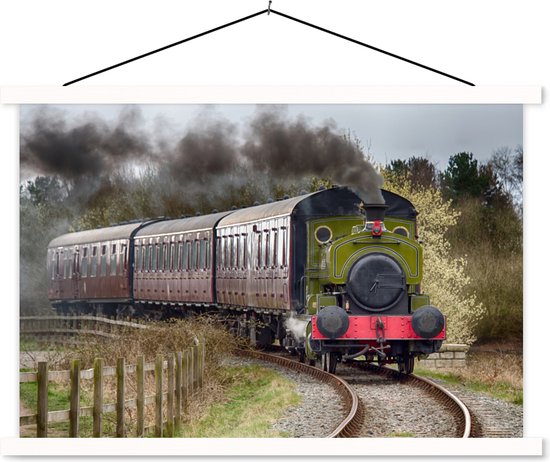 Affiche scolaire - Un train à vapeur en approche - 150x100 cm - Affiche textile Lattes Witte - Affiche textile