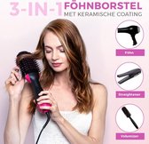 Beconcepts® 3-in-1 Brush Föhnborstel - Ronde Haar Droger - met Borstel – Zwart/Roze