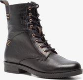 TwoDay leren dames veterboots - Zwart - Maat 38 - Echt leer