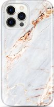 YONO Hoesje geschikt voor iPhone 13 Pro Hoesje - Shock Proof Case - Marmer Wit