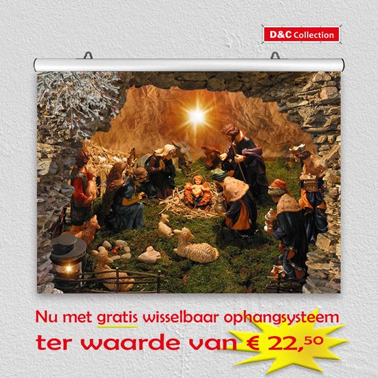 D&C Collection - poster - kerst poster - 60x45 cm - doorkijk - Gat in rots Kerststal of Kerstgroep - winter poster - kerst decoratie