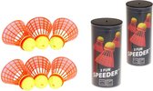 Speedminton Speeder Combi - 6 stuks - 3 Match Speeder - 3 Fun Speeder - speedbadminton - crossminton - speed badminton - Geel - Rood