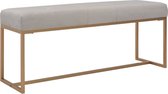 Bankje - fluweel grijs - ijzeren frame goud - fluwelen stof - modern - met knopen - knoopjes - comfortabel - duurzaam -  elegant - 120 x 36 x 51 cm (B x D x H)