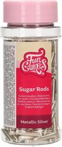 FunCakes Suikerstaafjes - Metallic Sugar Rods XL - Zilver - 70g - Eetbare Taartdecoratie