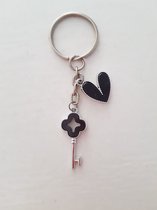 Sleutelhanger - Key to my Heart - zwart - kerst - kado idee - feestdagen