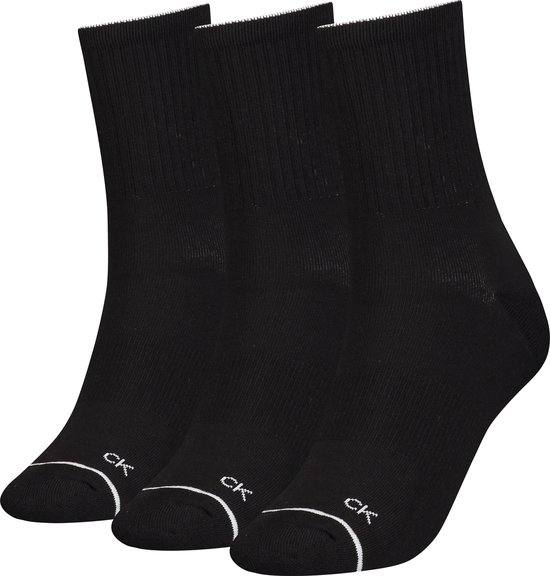 Calvin Klein Sock Athleisure (3-pack) - dames sokken - zwart - Maat: One size