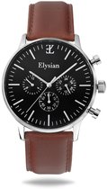 Elysian - Horloges voor Mannen - Zilver Klassiek Leer - Waterdicht - Krasvrij Saffier - 43mm