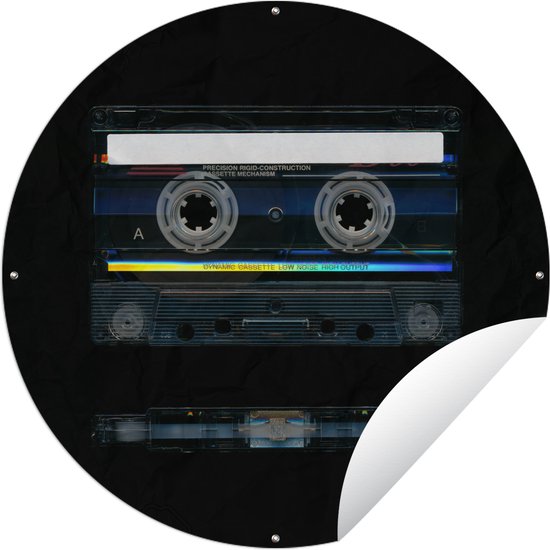 Tuincirkel Cassettebandjes - Retro - Reflectie - 120x120 cm - Ronde Tuinposter - Buiten XXL / Groot formaat!