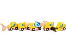 foto van New Classic Toys - Houten Mini Bouwvoertuigen / Constructie Voertuigen Set - Speelgoed Auto - Speelgoedvoertuig - 5 Auto's