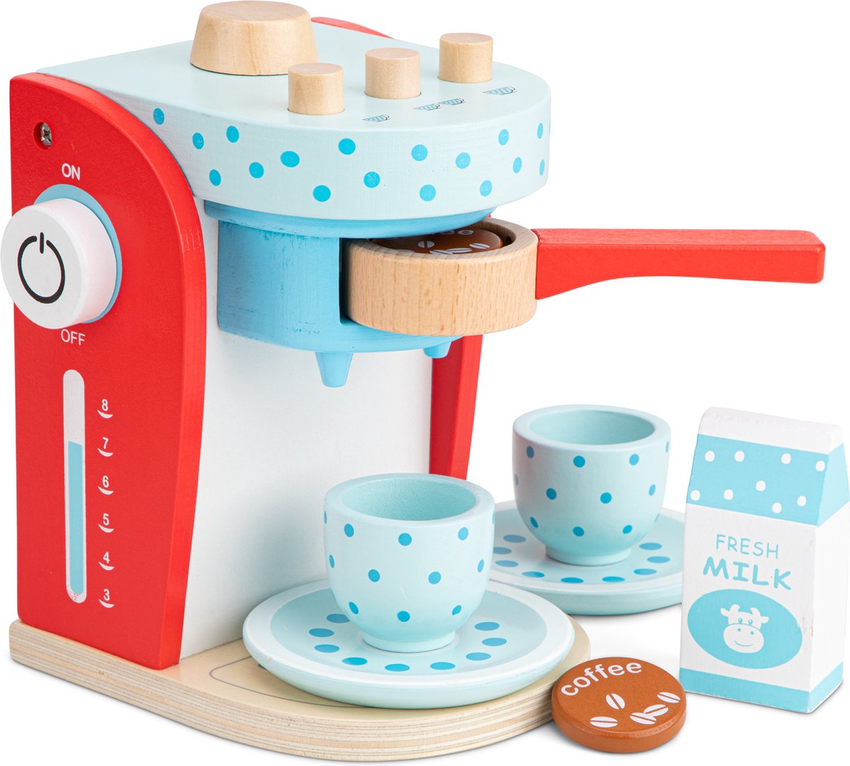 New Classic Toys® Houten Speelgoed Koffiezetapparaat - Koffiemachine - Speelgoedkeukenmachine - Rood