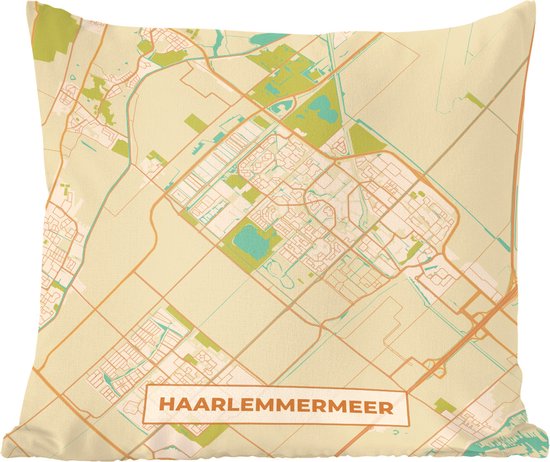 Sierkussens - Kussentjes Woonkamer - 40x40 cm - Stadskaart - Haarlemmermeer - Vintage - Plattegrond