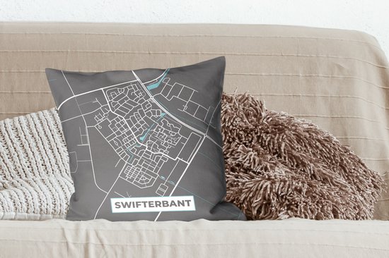 Coussins décoratifs - Oreillers Coussins décoratifs - Carte - Swifterbant - Grijs - Blauw - Plan de la ville