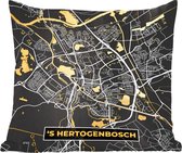 Sierkussens - Kussentjes Woonkamer - 50x50 cm - Stadskaart - 's-Hertogenbosch - Goud - Zwart - Plattegrond